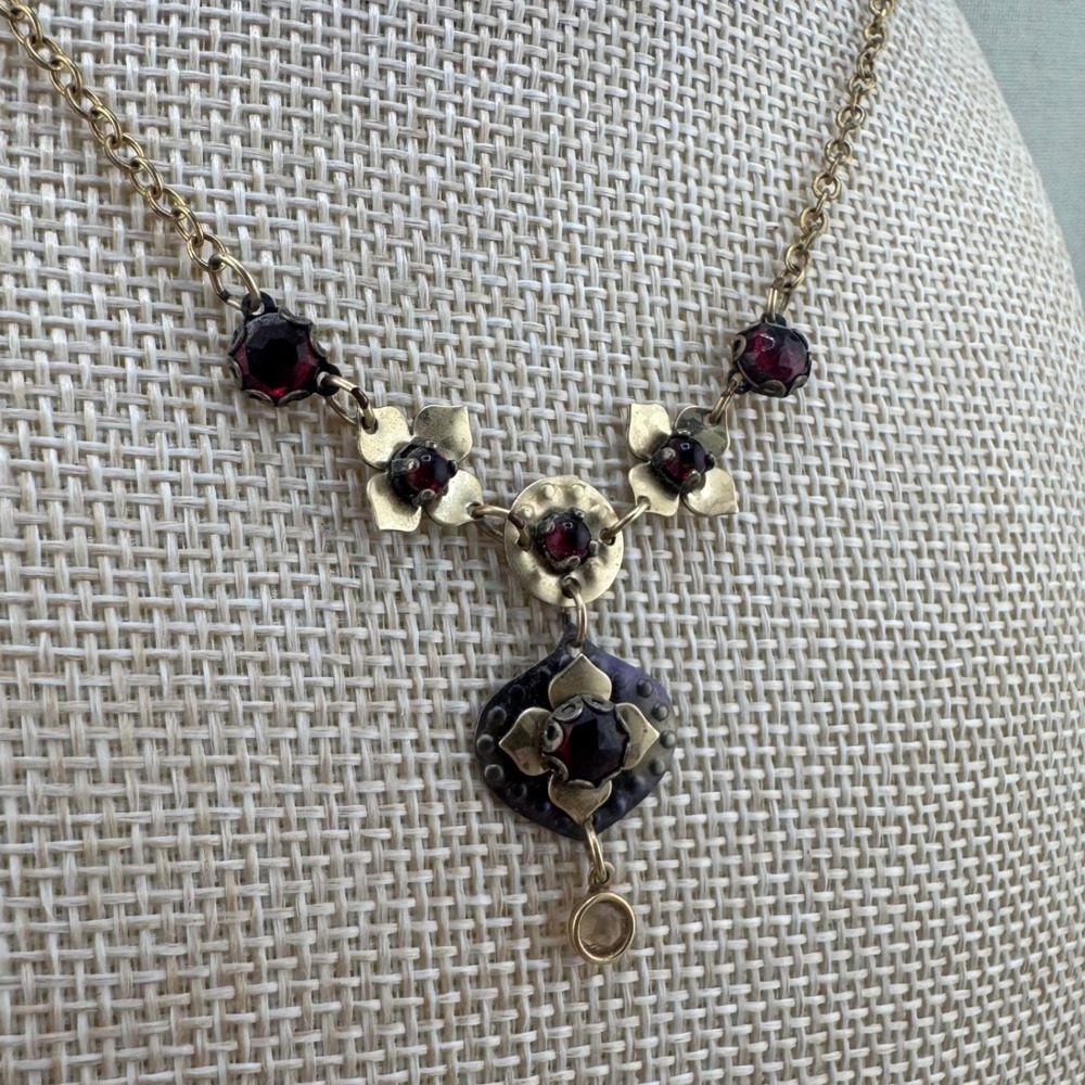 Holly Yashi Multi Tone Floral Pendant Necklace Glass Accents Bohemian hy Tag